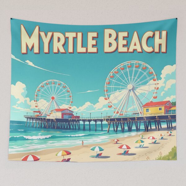 Item preview, Myrtle Beach, South Carolina: Vintage-Style Painterly Travel Poster designed and sold by LSVart.