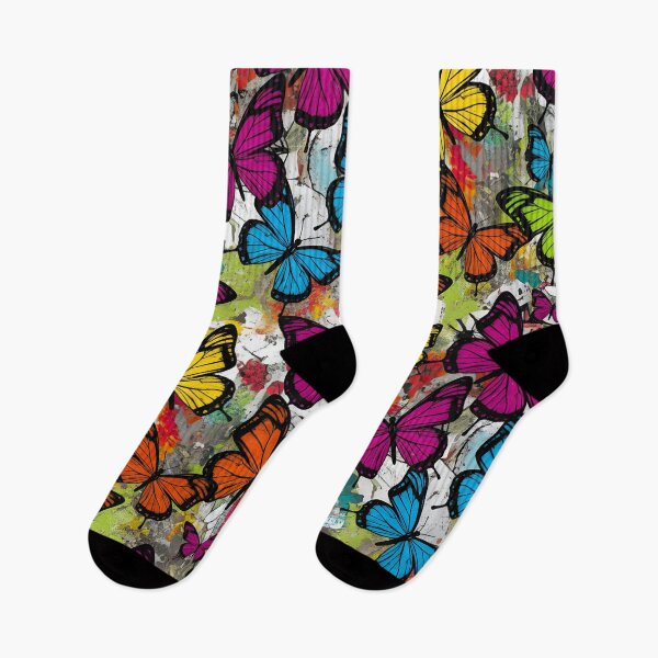 Item preview, COLORFUL BUTTERFLIES PAINTED ON THE WALL STYLE STREET ART designed and sold by infinitearte.