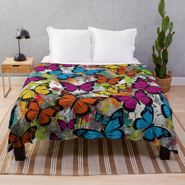 Item preview, COLORFUL BUTTERFLIES PAINTED ON THE WALL STYLE STREET ART designed and sold by infinitearte.