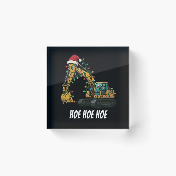 Item preview, “Hoe Hoe Hoe” Funny Christmas Excavator Design – Festive Construction Equipment with Lights & Santa Hat designed and sold by tronictees.