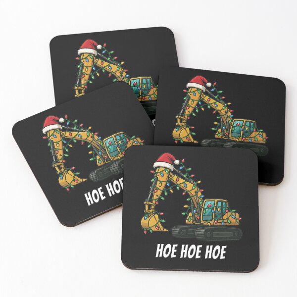 Item preview, “Hoe Hoe Hoe” Funny Christmas Excavator Design – Festive Construction Equipment with Lights & Santa Hat designed and sold by tronictees.