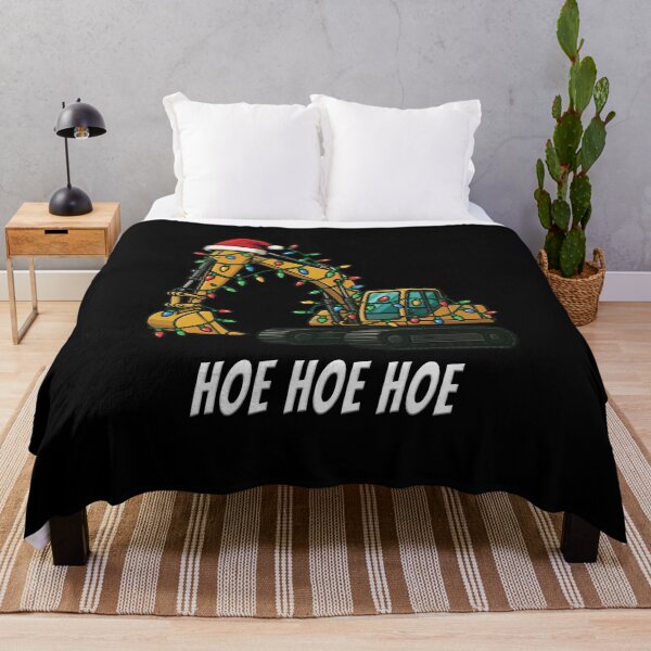 Item preview, “Hoe Hoe Hoe” Funny Christmas Excavator Design – Festive Construction Equipment with Lights & Santa Hat designed and sold by tronictees.