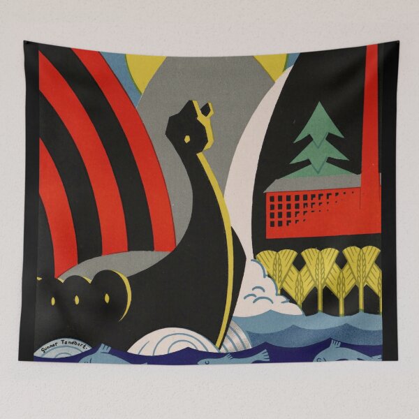 Item preview, Art Deco Poster | Norwegian Trade Fair 1927 | Viking Ship Design | Bergen Event Art | Vintage Wall Decor | Bold Geometric Print designed and sold by artofuniverse.