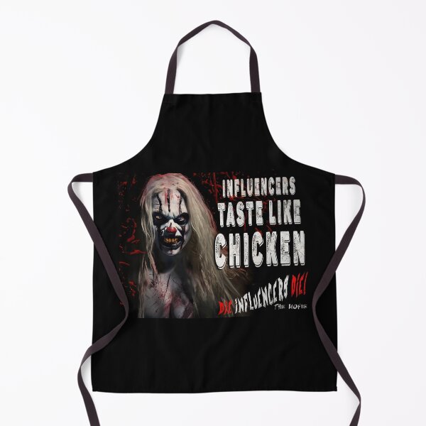 Item preview, Horror Clown T‑Shirt – “Influencers Taste Like Chicken” Scary Clown Graphic Tee, Dark Humor Halloween Shirt designed and sold by Psychoactive Circus Merch.