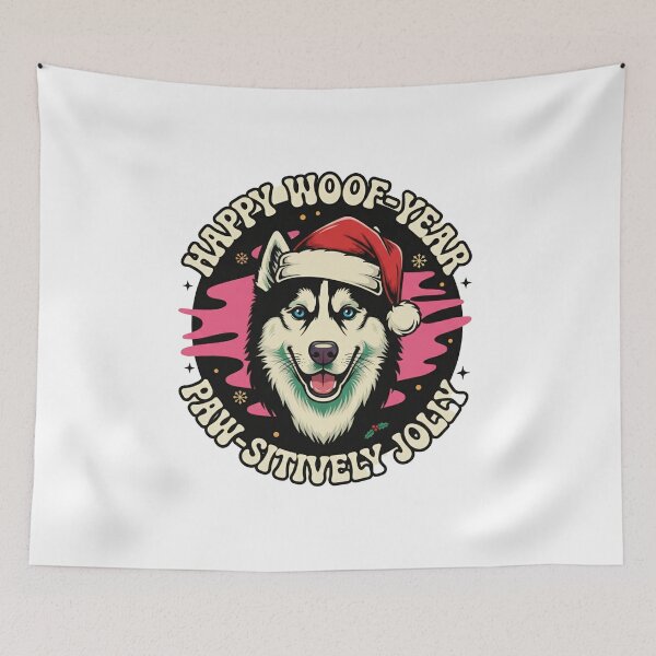 Item preview, Paw-sitively Jolly Husky Holiday designed and sold by InkWeaveShop.