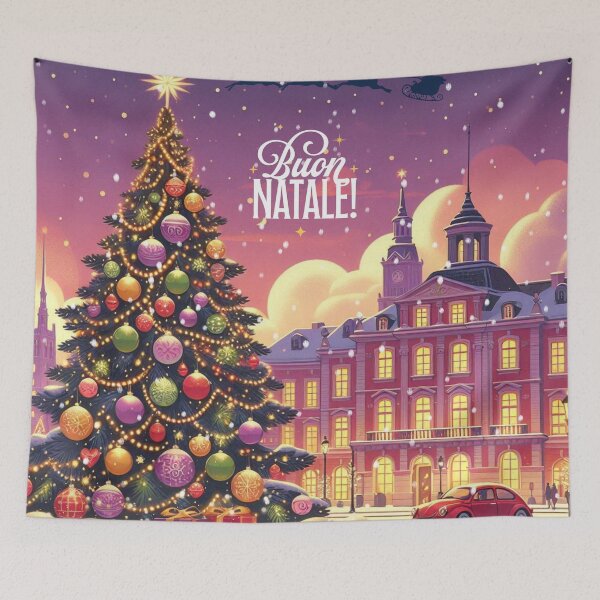 Item preview, Buon Natale! - Christmas City Scene – Cozy Winter Town Illustration with Christmas Trees and Lights designed and sold by Sugar Wisdom .