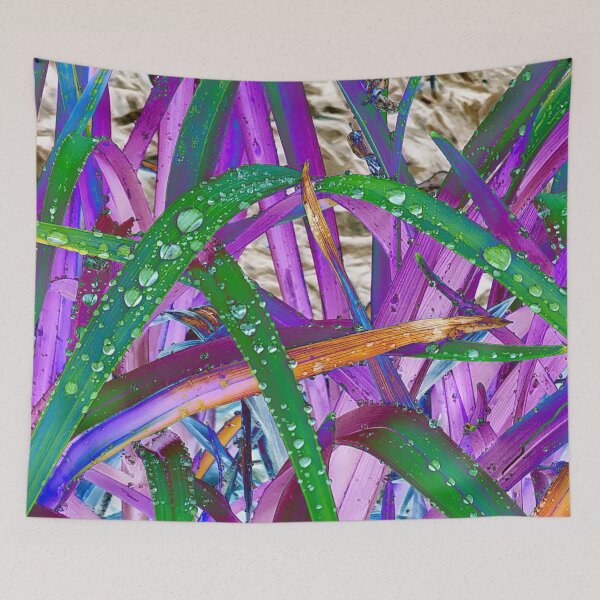 Item preview, Abstract Macro Raindrops on Purple & Green Leaves designed and sold by SXW Designs.