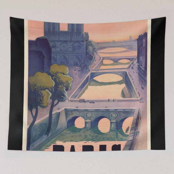 Item preview, Vintage Paris Travel Poster | Art Deco Style | Notre-Dame Cathedral & Seine | Roger de Valerio Design | French Railway Art designed and sold by artofuniverse.
