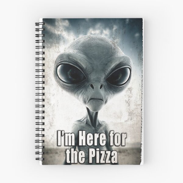 Item preview, Funny Alien T-shirt - "I'm Here for the Pizza" UFO and Extraterrestrial Abduction Invader designed and sold by Psychoactive Circus Merch.