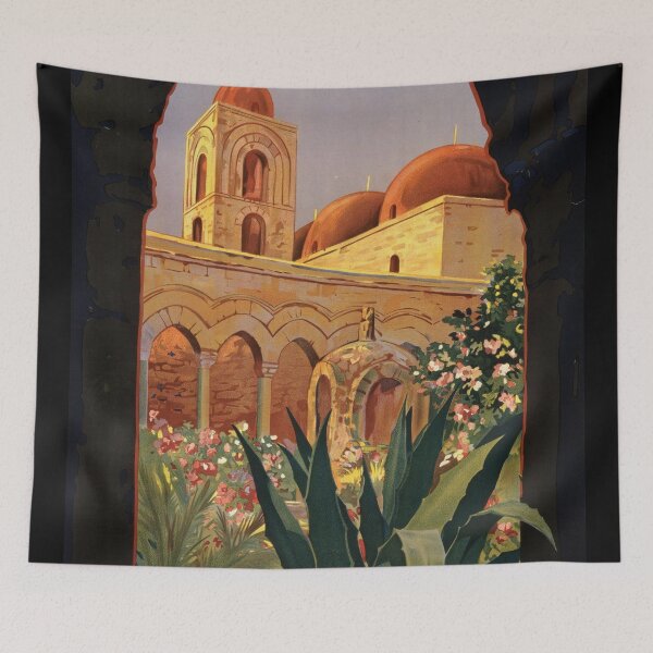 Item preview, Vintage Palermo Sicily Travel Poster | Art Deco Style | Arab-Norman Architecture | Italian Tourism Board | Mediterranean Colors designed and sold by artofuniverse.