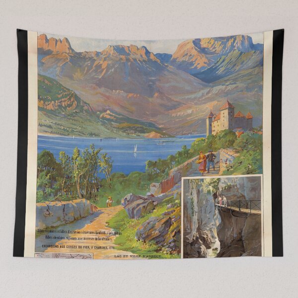 Item preview, Vintage Lac d'Annecy Travel Poster | Early 20th Century Art Nouveau | PLM Railway Scenic Print | Haute-Savoie France Wall Decor designed and sold by artofuniverse.