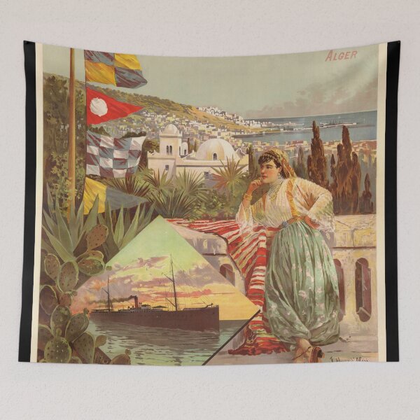Item preview, Vintage Algiers Travel Poster | Art Nouveau Style | Compagnie Générale Transatlantique | Exotic North Africa Voyage Decor designed and sold by artofuniverse.