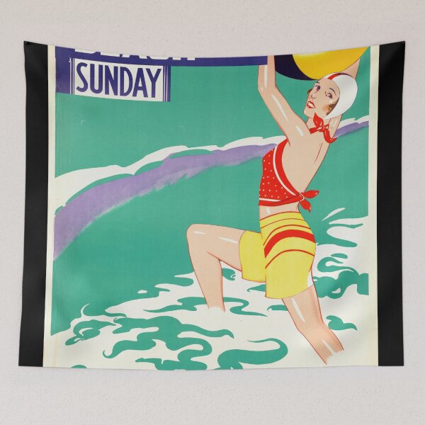 Item preview, Vintage Art Deco Travel Poster | Old Orchard Beach | Boston and Maine Railroad | 20th Century Leisure | Sunday Rail Adventure designed and sold by artofuniverse.
