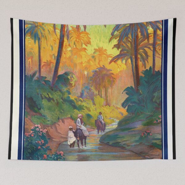 Item preview, Vintage 1925 Nefta Oasis Poster | J. de la Nézière Art | Vibrant Tunisian Travel Print | Exotic North Africa Decor | Historical Artwork designed and sold by artofuniverse.