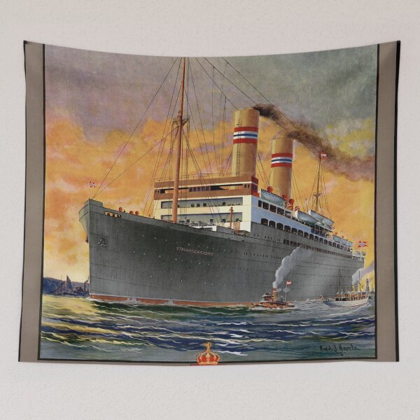 Item preview, Vintage Norwegian America Line Poster | Stavangerfjord Ship Art | Early 20th Century Maritime Travel | Ocean Liner Decor designed and sold by artofuniverse.