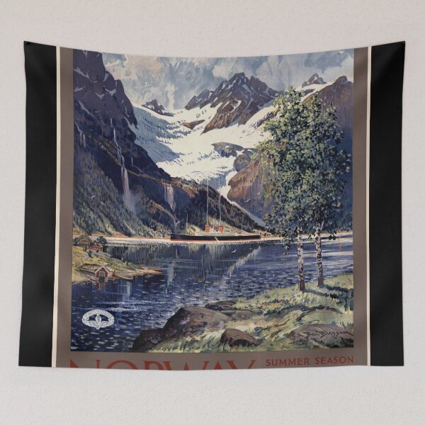 Item preview, Vintage Norway Travel Poster | Early 20th Century Art | Norwegian Government Railways | Summer Destination | Bold Colors designed and sold by artofuniverse.