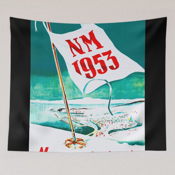 Item preview, Vintage Norwegian Ski Championships Poster 1953 | Trondheim Art | Mid-Century Design | Norway Winter Sports | Retro Ski Decor designed and sold by artofuniverse.
