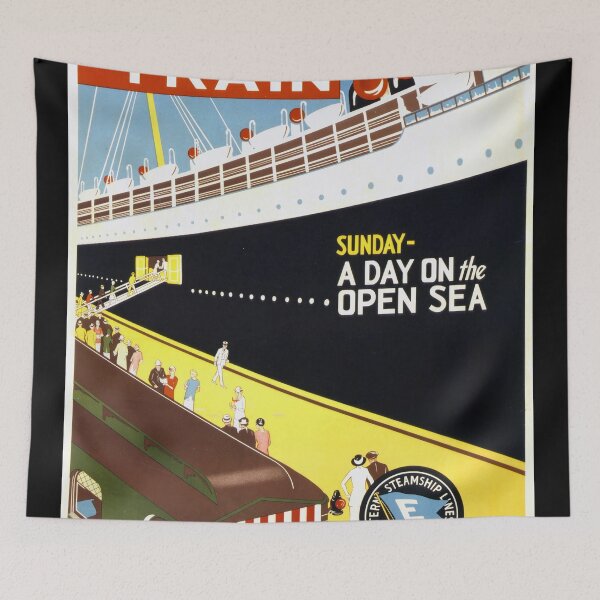 Item preview, Vintage Art Deco Travel Poster | Boston and Maine Railroad | Eastern Steamship Lines | The Boat Train Journey | Vibrant Colors designed and sold by artofuniverse.