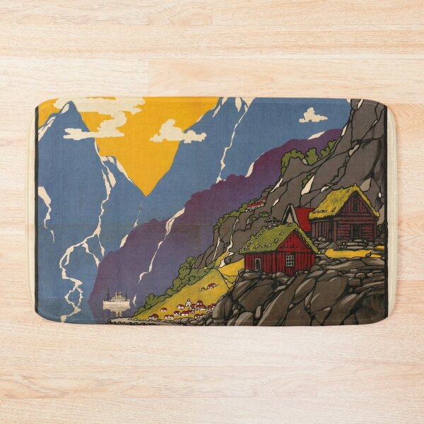 Item preview, Vintage Art Nouveau Travel Poster | Norwegian Fjord Cruise | Early 20th Century | Antique Wall Art | Scandinavian Landscape Decor designed and sold by artofuniverse.