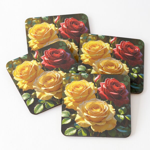 Item preview, Lush Yellow and Red Roses in Full Bloom – Vibrant Floral Art, Nature-Inspired Botanical Design designed and sold by BloomingBeauty7.