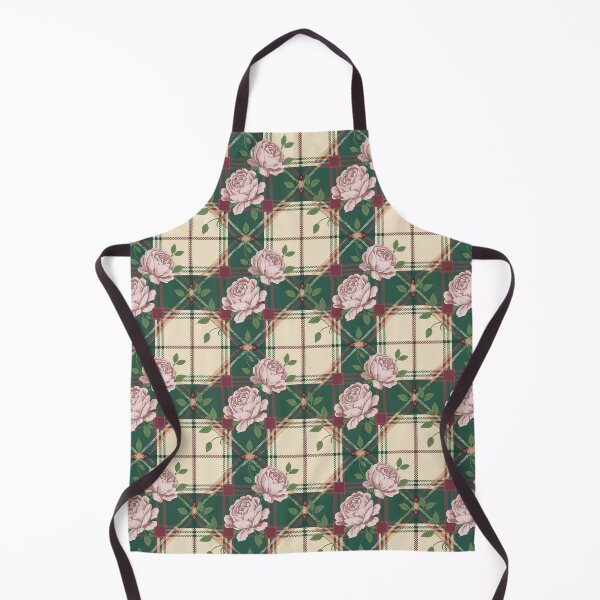 Item preview, Vintage Roses on Tartan Plaid Pattern - Green Burgundy Pink Floral Design designed and sold by Random Candy Studio.