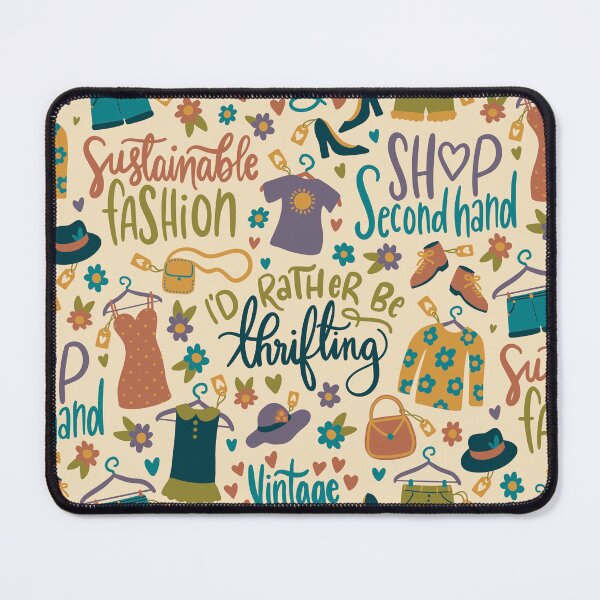 Item preview, I’d rather be thrifting - hand written repeating pattern. designed and sold by NewBranchStudio.