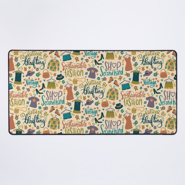 Item preview, I’d rather be thrifting - hand written repeating pattern. designed and sold by NewBranchStudio.
