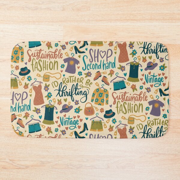 Item preview, I’d rather be thrifting - hand written repeating pattern. designed and sold by NewBranchStudio.
