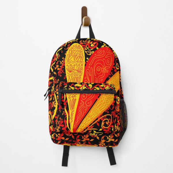 Item preview, Fire Feather Pattern Backpack – Bright Boho Design designed and sold by creativevandal.