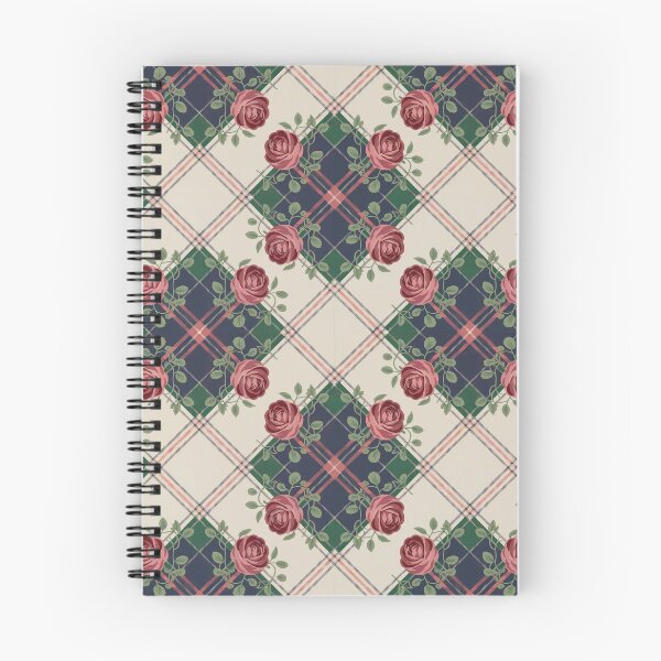 Item preview, Vintage Roses on Tartan Plaid Pattern - Navy Green Coral Pink Floral Design designed and sold by Random Candy Studio.