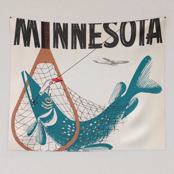 Item preview, Vintage Minnesota Travel Poster | Braniff Airways Art | Mid-Century Modern Fish Design | Retro Airline Collectible Print designed and sold by artofuniverse.