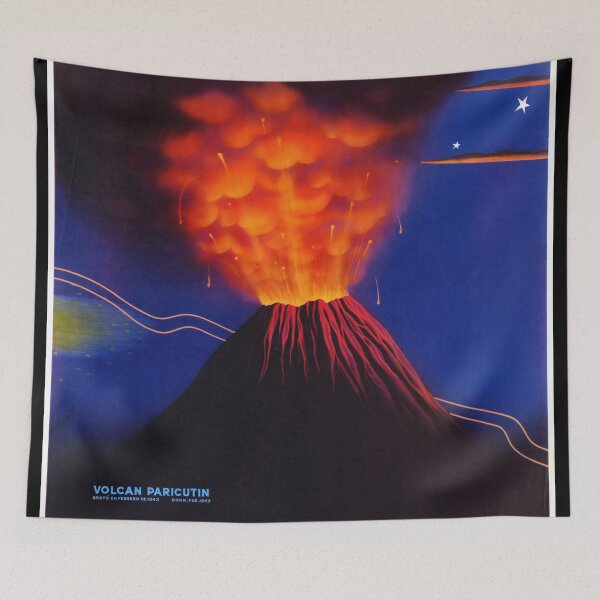 Item preview, Vintage Mexico Travel Poster | Paricutín Volcano Eruption Art | Mid-Century Adventure Wall Decor | Vibrant Lava Night Scene Print designed and sold by artofuniverse.