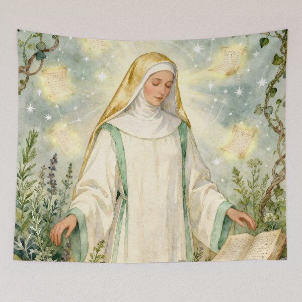 Item preview, Hildegard von Bingen – The Mystic of Light and Harmony | Spiritual Art by Sonia Sarkali designed and sold by SoniaSarkali.