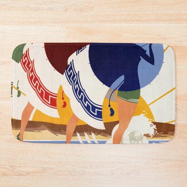 Item preview, Vintage Sola Strand Hotel Travel Poster | Art Deco Style 1931 | Jæren Norway Seaside | Bold Geometric Shapes & Vibrant Colors designed and sold by artofuniverse.