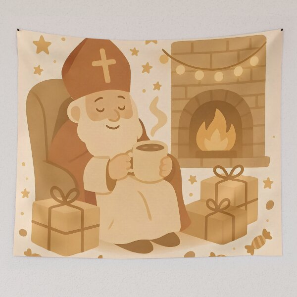 Item preview, Cozy Sinterklaas by the Fireplace designed and sold by AI-Only Creations.