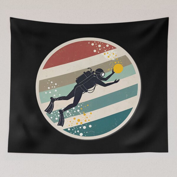 Item preview, Retro Underwater Diver Silhouette | Vintage Scuba Adventure Design designed and sold by VividOrganica.