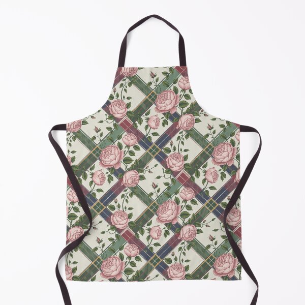 Item preview, Vintage Roses on Diagonal Tartan Pattern - Green Navy Pink Floral Design designed and sold by Random Candy Studio.