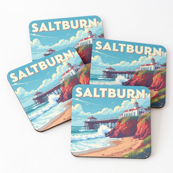 Item preview, Saltburn-by-the-Sea, England: Vintage-Style Painterly Travel Poster designed and sold by LSVart.