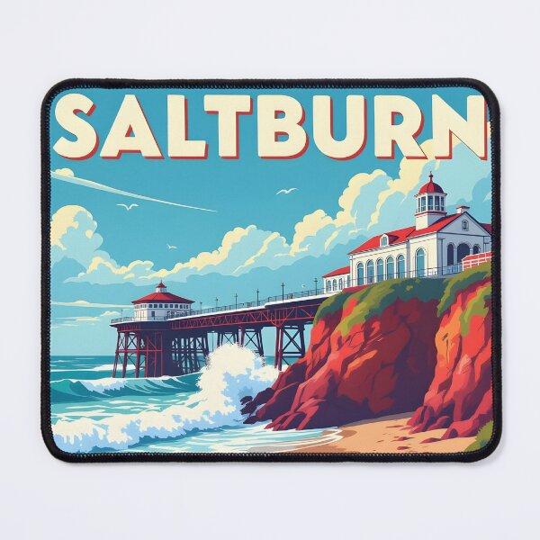 Item preview, Saltburn-by-the-Sea, England: Vintage-Style Painterly Travel Poster designed and sold by LSVart.