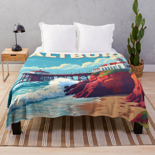 Item preview, Saltburn-by-the-Sea, England: Vintage-Style Painterly Travel Poster designed and sold by LSVart.