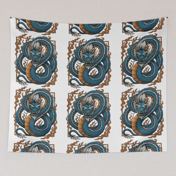 Item preview, Blue and Gold Dragon Mythical Fantasy Creature Design designed and sold by ArtfulWeave.