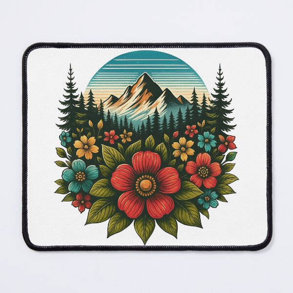Item preview, Mountain Landscape with Wildflowers Vintage Nature Art designed and sold by ArtfulWeave.