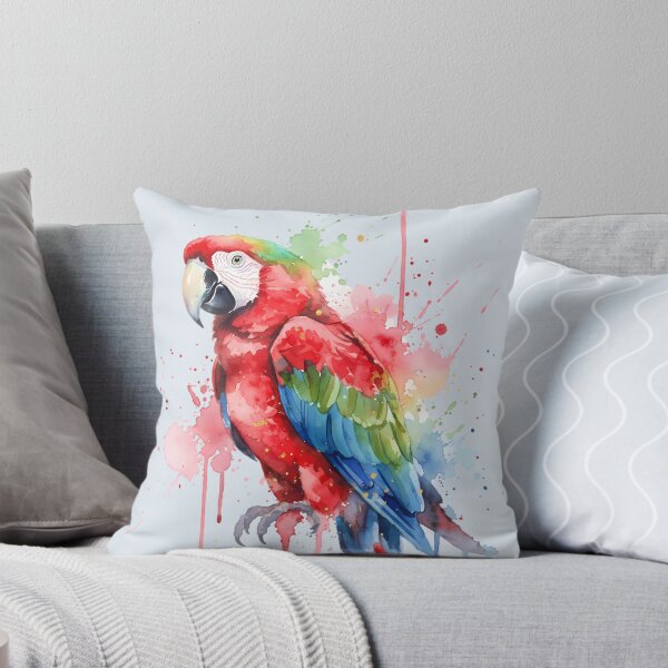 Aperçu de l'œuvre Aquarelle d'un ara rouge – Un esprit tropical vibrant créée et vendue par ARVMAC.