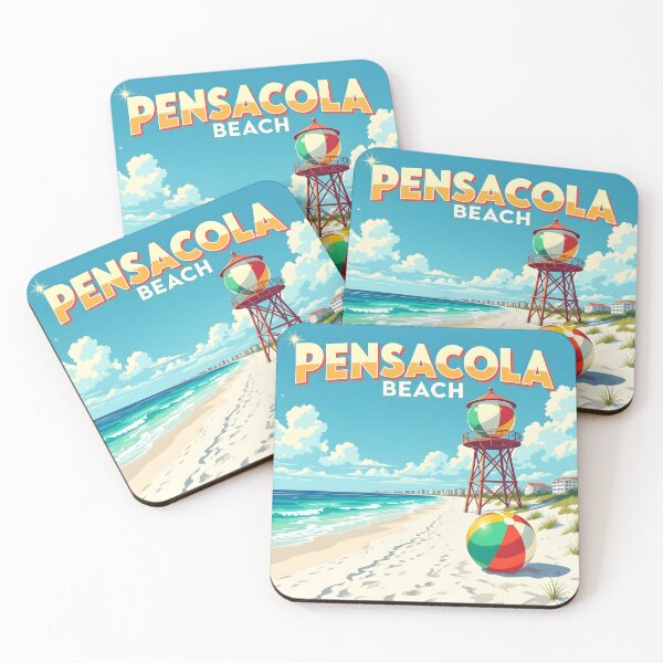 Item preview, Pensacola Beach, Florida: Vintage-Style Painterly Travel Poster designed and sold by LSVart.