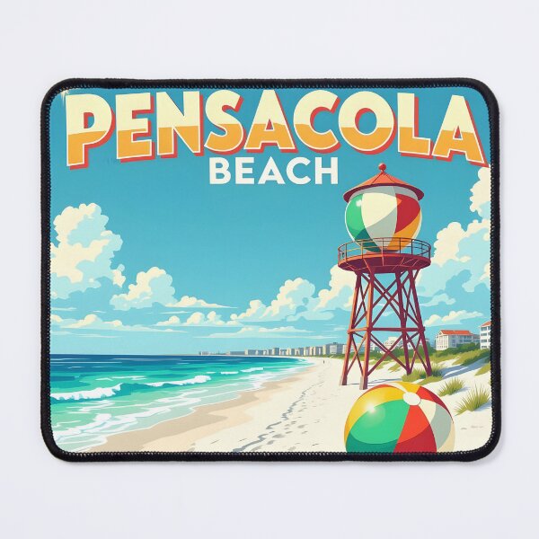 Item preview, Pensacola Beach, Florida: Vintage-Style Painterly Travel Poster designed and sold by LSVart.