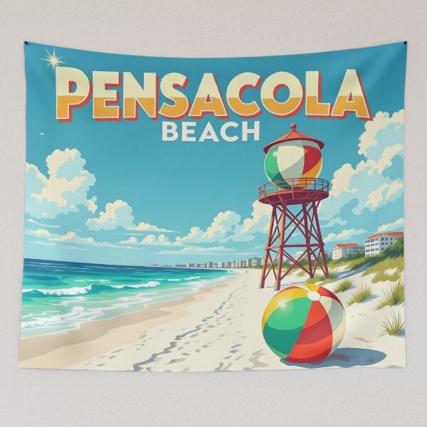 Item preview, Pensacola Beach, Florida: Vintage-Style Painterly Travel Poster designed and sold by LSVart.
