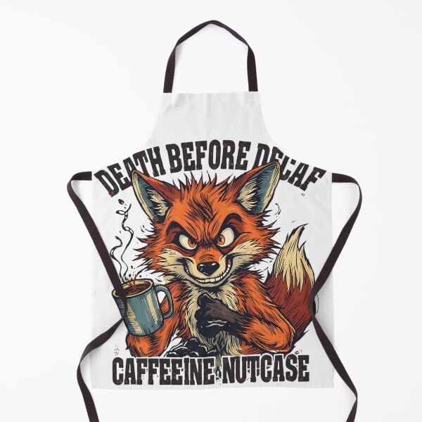 Item preview, Death Before Decaf – Crazy Caffeine Fox Coffee Addict Design designed and sold by ShirtHatch.
