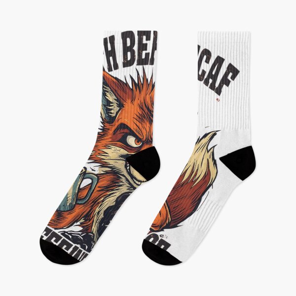 Item preview, Death Before Decaf – Crazy Caffeine Fox Coffee Addict Design designed and sold by ShirtHatch.