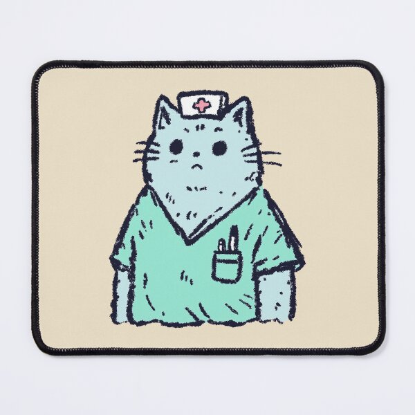 Item preview, Nurse Cat, sketchy pastel kawaii illustration in scrubs designed and sold by Magnificent Lizard.