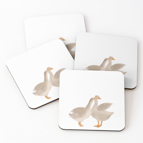 Item preview, Cute cozy Christmas illustration of geese near a burning fireplace. Geese in Love designed and sold by Grin Katalina Floral Patterns & Cozy Art.
